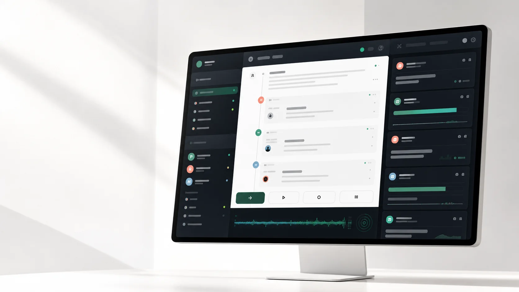 Abstract Vokal workspace interface showing live agent activity.
